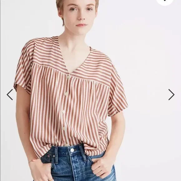 Madewell Rhyme Button-Front Top in Stripe Play - Picture 1 of 7